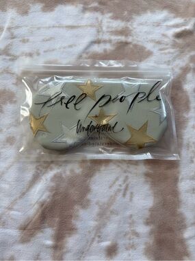 Free People Peach Sleep Mask with Metallic Star Embroidery - Sage